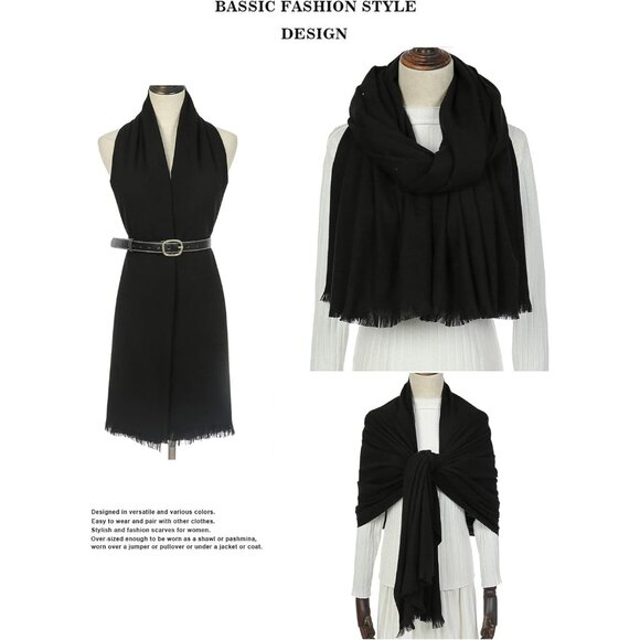 🆕 Women Black Wedding Evening Dress Pashmina Shawl Winter Foulard Femme Wraps - Picture 5 of 7